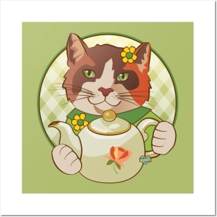 Calico Cat and Tea Posters and Art